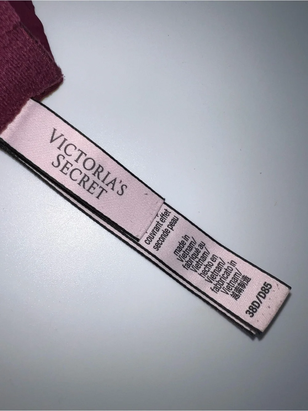 Victoria's Secret Bra Burgandy T-Shirt Push Up Full Coverage Logo Strap-38D